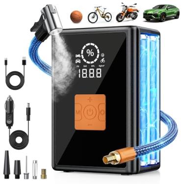 Imagem de Compressor de ar portátil para inflador de pneu, 22 cilindros, bomba de pneu 6X mais rápida, bomba de ar de 150 PSI para carro, motocicleta, bicicleta, bola - sem fio e 12 V CC