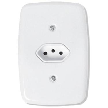 Imagem de Tomada Pluzie Ideale 2P+T 10A com Placa 4x2 Branca