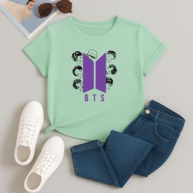 Imagem de Camiseta 100% Algodão Feminina Estampa BTS Desenho Cartoon 615 Alta Qu