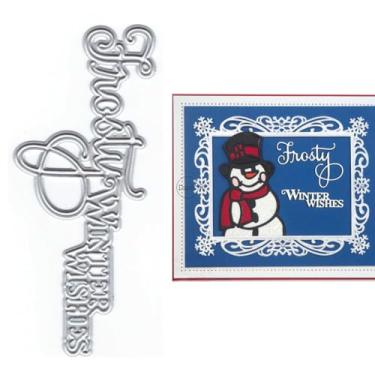 Imagem de DzIxY Christmas Winter Wishes matrizes de corte de metal para fazer cartões, papel em relevo, recortes, scrapbook, máquina, estêncil, bolsos de armazenamento, suprimentos