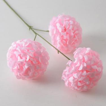 Imagem de Flores artificiais - flor de seda com hastes hortênsias rosa arranjos florais falsos para casa de banho escritório mesa central prateleira decoração de casamentos