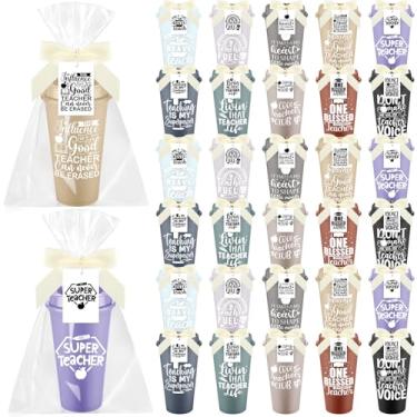 Imagem de LemonRoad Conjunto de 30 presentes de agradecimento do professor a granel 473 ml Caneca de café com tampa Presente de volta às aulas Copo de agradecimento com tampa, cartão e saco de Natal (estilo