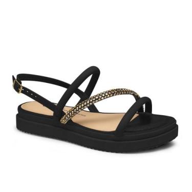 Imagem de Sandalia dakota flatform original tiras delicada fivela, Preto, 35