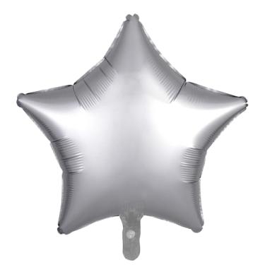 Imagem de BALAO CROMADO ESTRELA C/CANUDO PRATEADO 18"