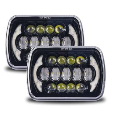 Imagem de zoomto Faróis de LED H6054 5 x 7 7 x 6 DRL antirreflexo, feixe selado alto/baixo, compatível com Jeep Wrangler YJ Cherokee XJ Trucks Ford Chevy etc, 105W 1000% preto brilhante