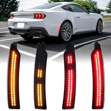 Imagem de Luzes laterais de LED âmbar e vermelho dinâmico para Ford Mustang S650 Dark Horse GT GTD 2024 2025, lentes fumê