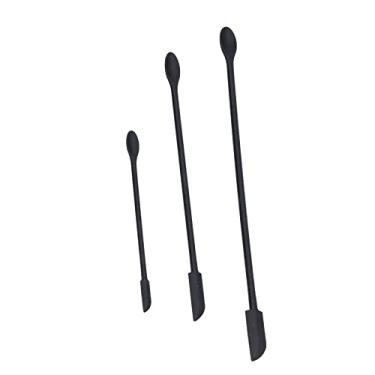 Imagem de Acouto Conjunto de Espátula Dupla de Silicone de Grau Alimentício 3 Peças – Ferramenta Versátil para Cozinha e Maquiagem, Fácil Raspagem, Potes e Frascos de Cosméticos – Sem BPA, Adequado para (Preto)