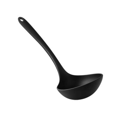 Imagem de Concha de Silicone Concha De Feijão Grande Em Silicone e Inox 29 Cm Reforçado e Resistente, Utensílios de Cozinha Para Servir Molho, Feijão e Sopa, Culinária Profissional - Preta