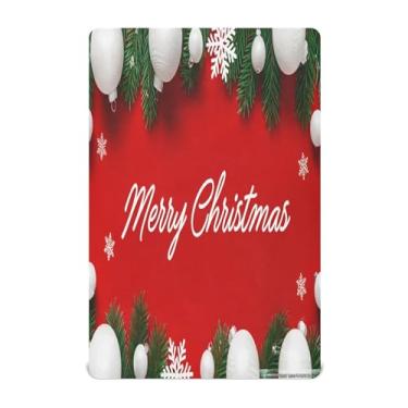 Imagem de Qilmy Lençol de bebê Merry Christmas, macio, respirável, de microfibra elástica, lençol com elástico para meninos e meninas, 132 x 71 cm, capa de colchão infantil portátil