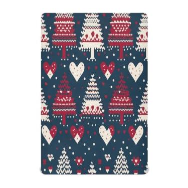 Imagem de JUZIHAI Lençol de berço 99 x 68,5 cm, elementos natalinos, macio, respirável, elástico para meninos e meninas, lençol de brincar para berço padrão e cama de criança pequena