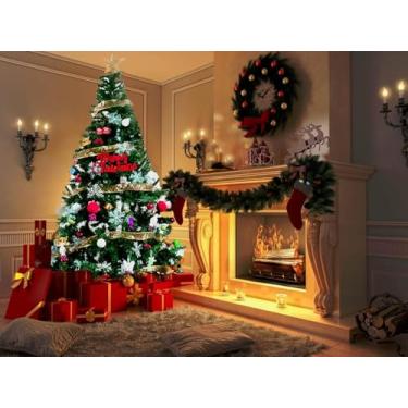 Imagem de ptlsy Árvore de Natal de 2,5 m de pinheiro artificial com dobradiças premium com suporte de metal e decorações adequadas para ambientes internos e externos, 1.500 pontas (2,4 m verde)