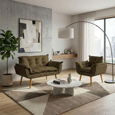 Imagem de Kit Namoradeira e Poltrona Decorativa Para Sala Recepção Manicure Cons