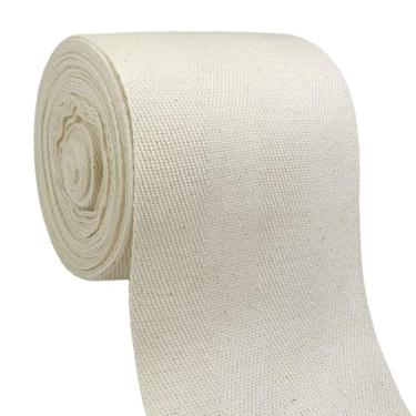 Imagem de PAMIR TONG Fita de sarja de algodão branco natural de 9,5 cm - Fita multiuso de 10 metros de espinha de peixe para costura, decoração de casamento, embrulho de presente, bunting e encadernação de viés