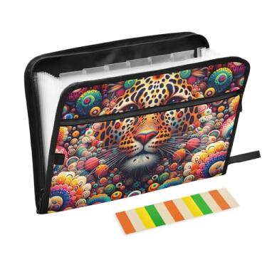 Imagem de Pastas de arquivo expansíveis com estampa de leopardo Tie Dye A4 Pasta sanfonada para escritório escolar em casa