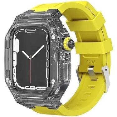 Imagem de GANYUU Pulseira de substituição de borracha transparente de 40/41/44/45 mm, para Apple Watch 8, 7, 6, 5, 4, 4, 4 mm, acessórios esportivos (Tr-b-y, 44 mm)