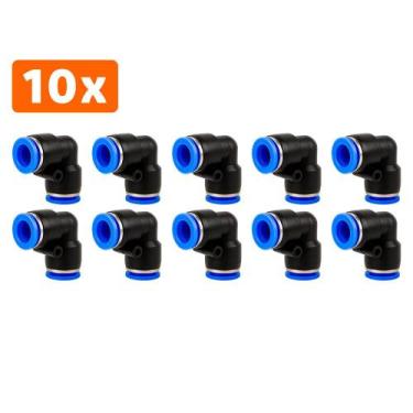 Imagem de 10 Cotovelos União Conexão Emenda 10mm PU Pneumática Engate Rápido - L