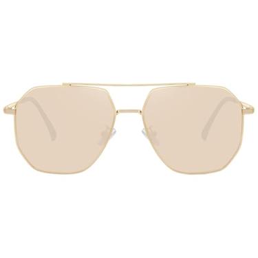 Imagem de MEETSUN Óculos de sol aviador retrô grandes para mulheres e homens, polarizados, grandes, vintage, clássicos, quadrados, aviadores, Armação dourada/lente champanhe, Standard