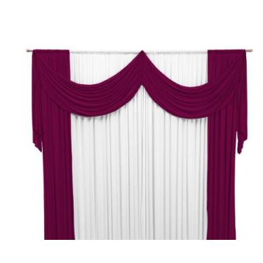 Imagem de Cortina Kátia Com Bandô Duplo Malha 2 Cores 2,00 x 1,70m Decoração Par