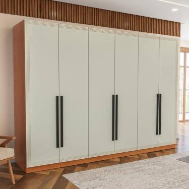 Imagem de Guarda Roupa Roupeiro 6 portas 4 gavetas Valência Freijó Verde Politorno Móveis