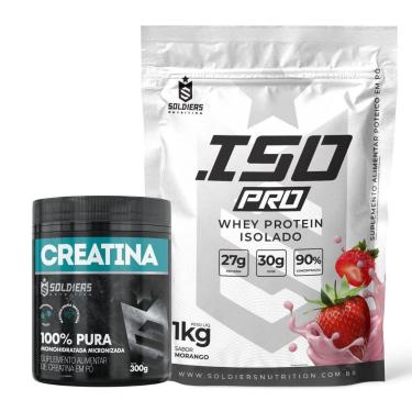 Imagem de Kit: Whey Protein Isolado ISO PRO 1kg + Creatina Monohidratada 300g - Soldiers Nutrition-Unissex