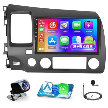 Imagem de Inefala Tela de 2 + 64 G para Honda Civic 2006-2011 CarPlay Rádio Android 15 Estéreo para carro 9 polegadas Tela sensível ao toque Android Câmera de backup automática GPS FM RDS DSP 26UI