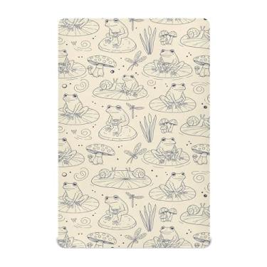 Imagem de SEHANY Lençol de berço de sapo fofo para meninos e meninas, macio, respirável, elástico, lençol com elástico padrão para bebês de 27 x 99 cm