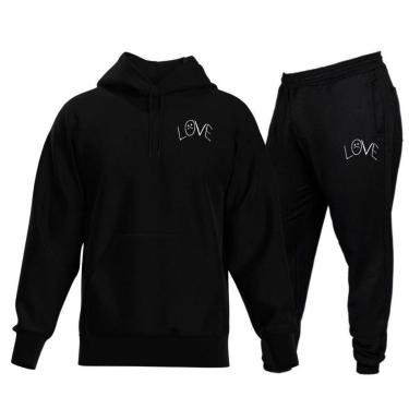 Imagem de Conjunto Moletom Feminino Masculino Blusa Calça Frio Flanelado-Masculino