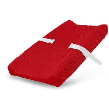 Imagem de LITTLE TOTS BABY Pacote com 2 capas para trocador de fraldas, 100% algodão, respirável, capa de trocador de fraldas ultra macia para recém-nascidos, bebês, meninas, meninos (vermelho)