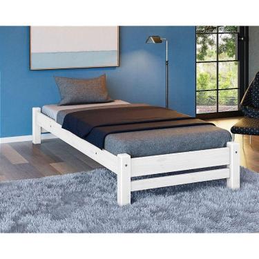 Imagem de Cama de Solteiro Turca Madeira Maciça Cor Branca