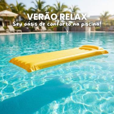 Imagem de Colchão Inflável Boia De Piscina 183x69cm Resistente Cores Sortidas - 