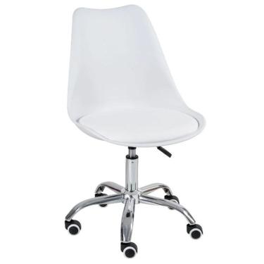Imagem de Cadeira com rodízios Tulipa Leda Office escritório Branco