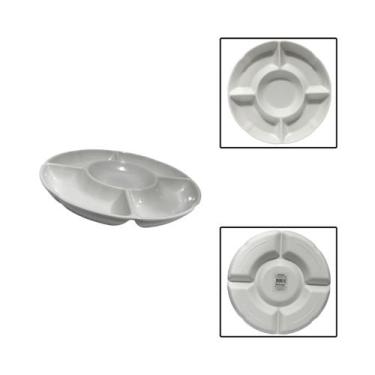 Imagem de Petisqueira P Melamina Branca 5 Divisórias Fruta Snack Doce - UnyHome