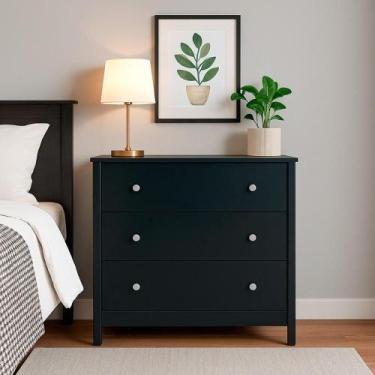Imagem de Cômoda Ditália 3 Gavetas Dm-219 Preto - DITÁLIA MÓVEIS