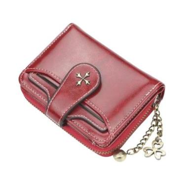 Imagem de Carteira Feminina De Couro Pu, 2023, Porta-cartões Curto, Bolsa Com Zí