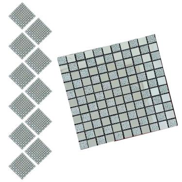 Imagem de Pastilha De Vidro Kit 11 Uni Autocolante Parede Cozinha Banheiro Box Decorativa Facil Aplicacao Reforma Moderna Requinte