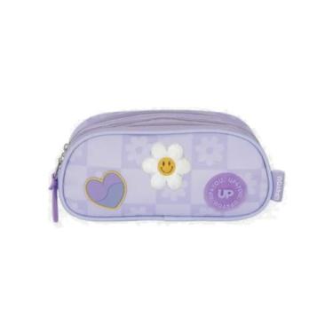 Imagem de Estojo Triplo Escolar Duplo Roxo Up4you Margarida Luxcel