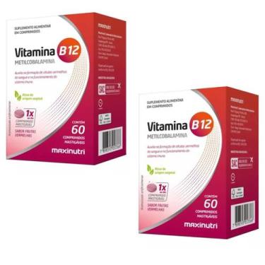 Imagem de Kit 2x Vitamina B12 Metilcobalamina Mastigáveis 60 Comp - MAXINUTRI