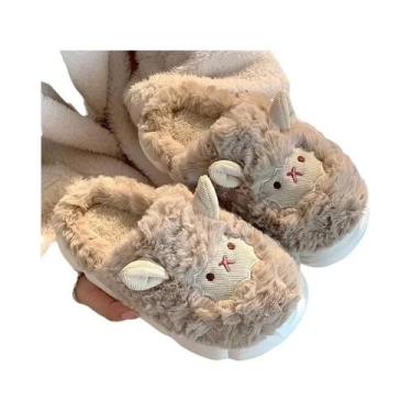 Imagem de Pantufas De Algodão Quentes E Fofas Com Design De Ovelha Em Pelúcia Pa
