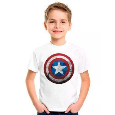 Imagem de Camiseta Herói Capitão América Camisa Adulto Infantil - Vetor Camisari