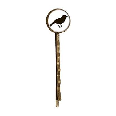 Imagem de Bobby Pin de cabelo preto com desenho de animal de pardal preto
