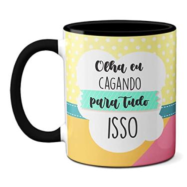 Imagem de Caneca Fofa Lhama Alongando Olha Eu Cagando Pra Tudo Isso (Preta)