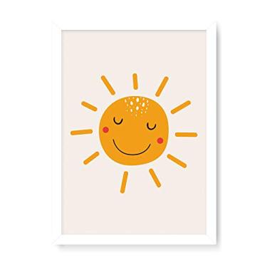 Imagem de Arte Maníacos Quadro Decorativo Sol Sorriso - 23x16,25cm (Moldura caixa em laca branca)