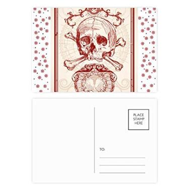 Imagem de Coroa Vermelha Esqueleto Cartão Poker Padrão Natal Flor Celebração Cartão Postal Blessing Mailing Card