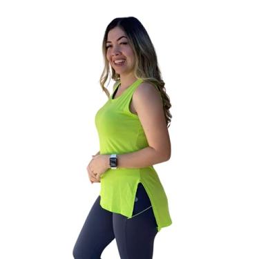 Imagem de Regata Blusa Feminina Sobre Legging Moda Fitness Academia e Ginástica Preto (Amarelo Flúor, M 38/40)