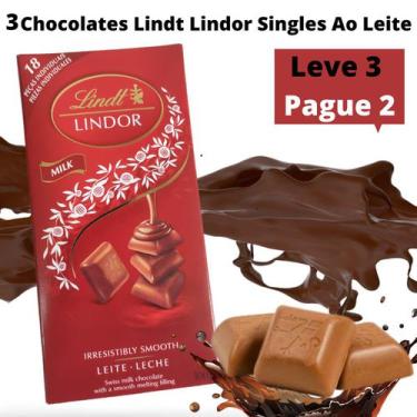 Imagem de Chocolate Lindt  Swiss Milk -  Ao Leite Suíço 3 Unidades