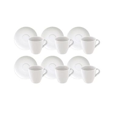 Imagem de Conjunto com 6 Xícaras e Pires para Capuccino Tramontina Paola em Porcelana Branca - 200 ml