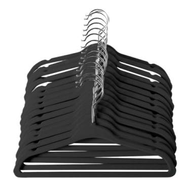 Imagem de Kit 50 Cabide Infantil Veludo Antideslizante Ultra Fino Moderno (Preto)