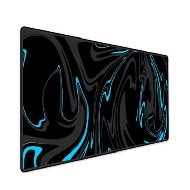 Imagem de Mouse Pad Gamer Deskpad Speed Extra Grande Borda Costurada Profissional 100x50 cm - Aquarela Cinza Ciano