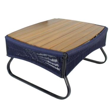 Imagem de Mesa De Centro Milão Tampo Madeira Em Corda Sintética Trama Azul Marinho