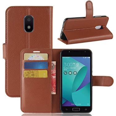 Imagem de Capa ASUS Zenfone V Live V500KL, capa carteira flip de couro PU premium com compartimento para cartão, suporte e fecho magnético [capa interior à prova de choque de TPU] Compatível com ASUS V Live